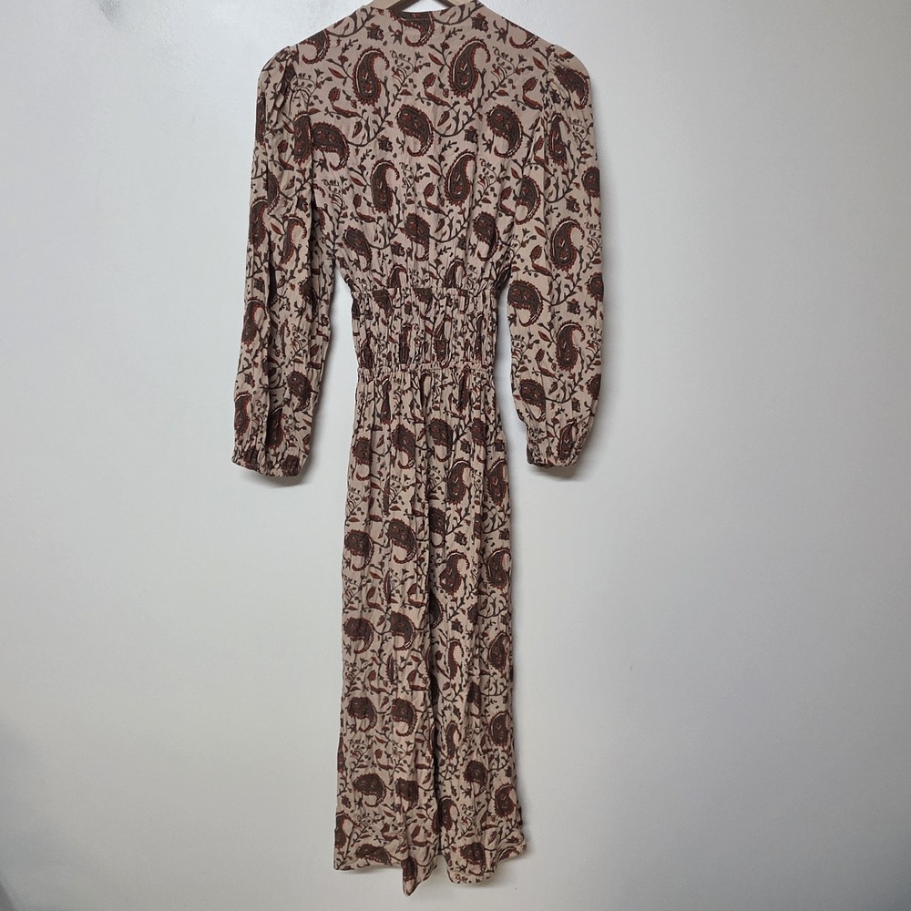 Lusana Anthropologie Smocked Prairie Paisley Boho Midi Dress XS NWT Cottagecore - Picture 9 of 14